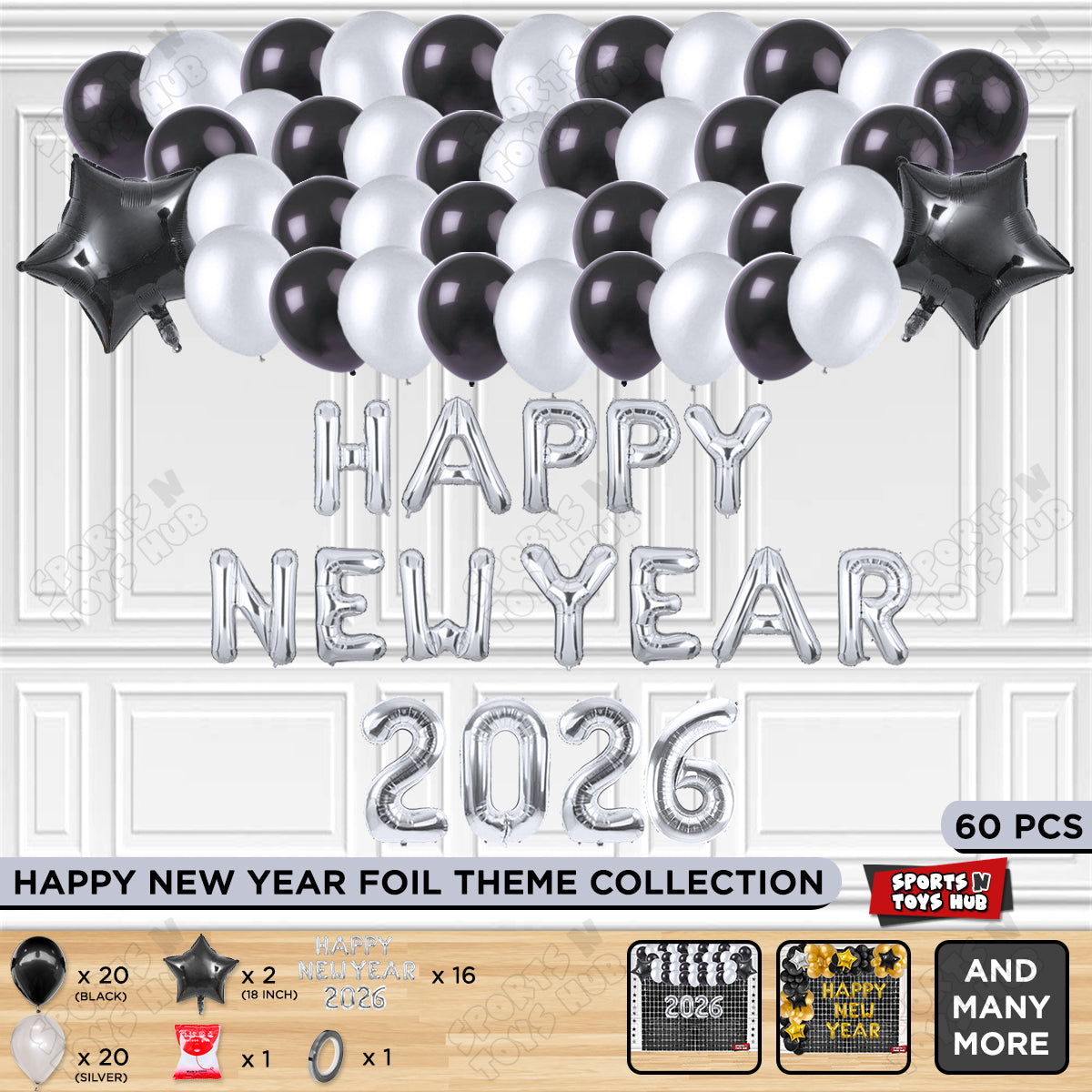 Happy New Year 2026 Foil Letter Theme Collection