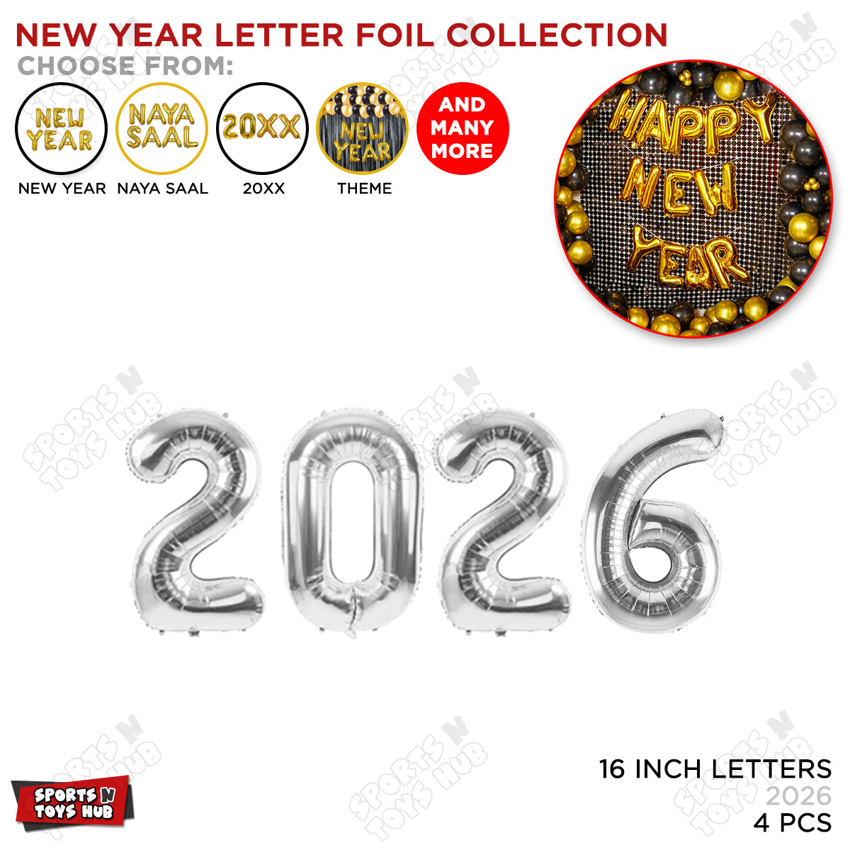 16 Inch - 2026 Foil Number For New Year Decoration
