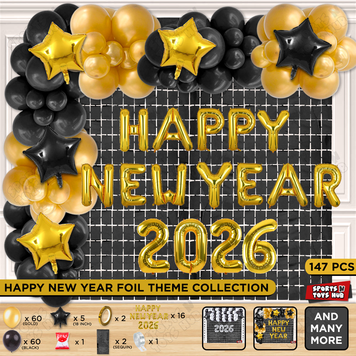 Happy New Year 2026 Foil Letter Theme Collection
