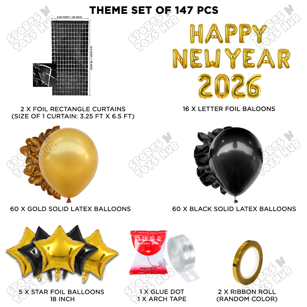Happy New Year 2026 Foil Letter Theme Collection