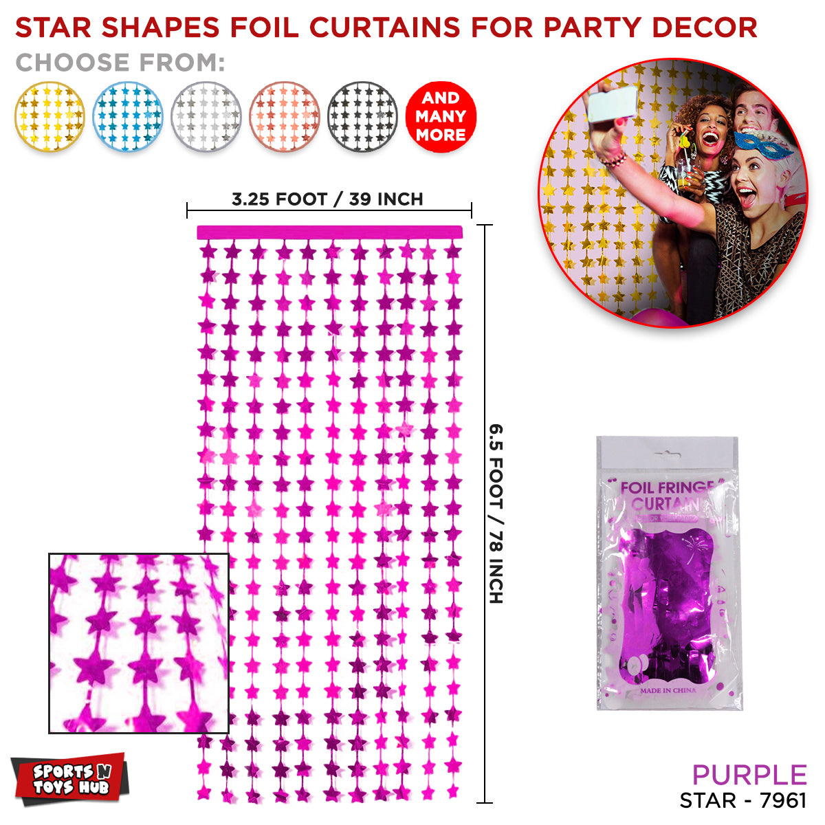 Tinsel Star Shape Foil Fringe Curtain Collection