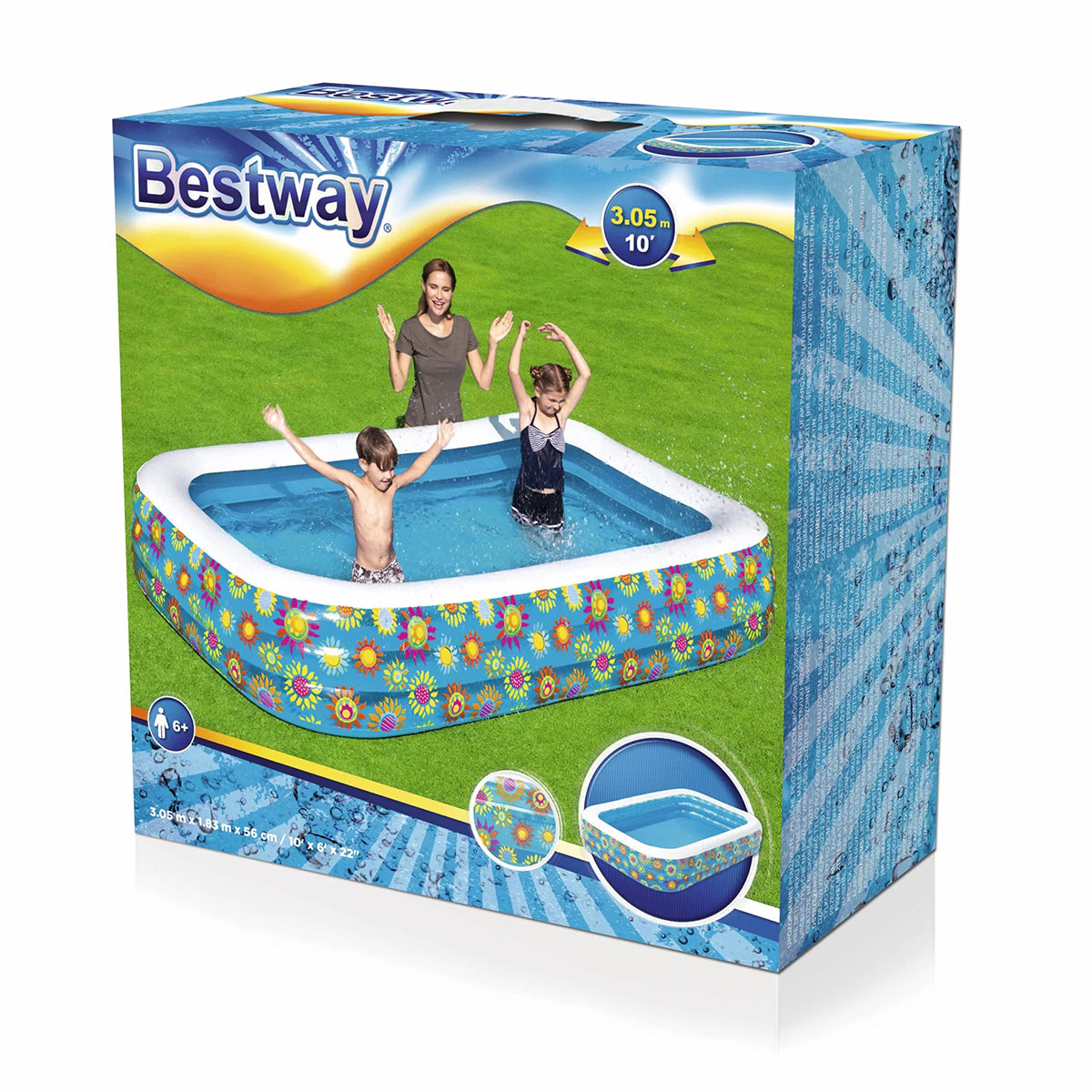 Bestway 5 x 7.5 FT Inflatable Oval Rectangle Pool - 54120