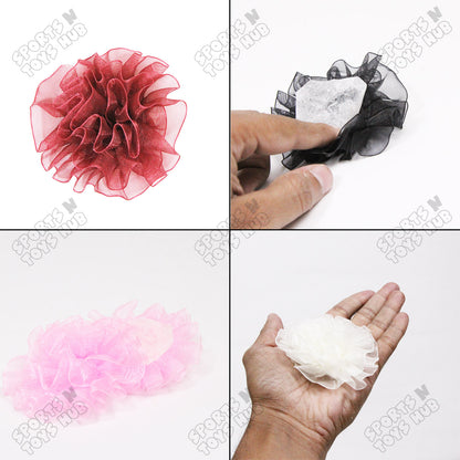 3 Inch - Tissue Ribbon Puff Flowers – Pack of 25 Decorative Fabric Flowers