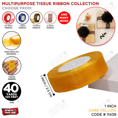 1 Inch x 40 Yards – Multipurpose Tissue Ribbon Roll for Gift Wrapping, Crafts & Decorations