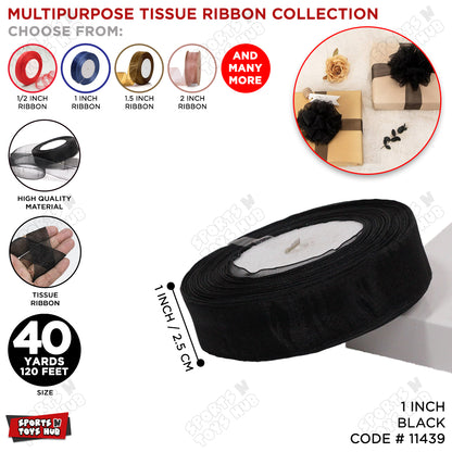 1 Inch x 40 Yards – Multipurpose Tissue Ribbon Roll for Gift Wrapping, Crafts & Decorations