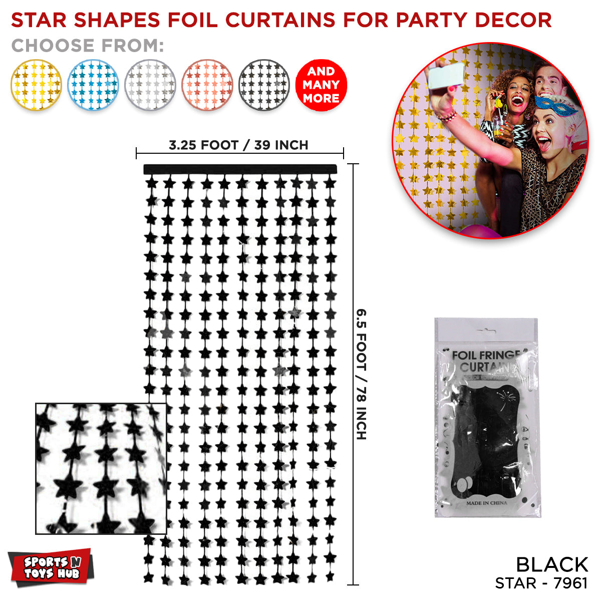 Tinsel Star Shape Foil Fringe Curtain Collection