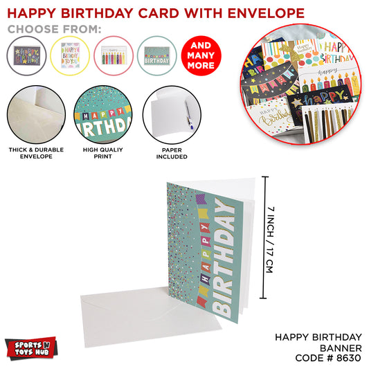 Happy Birthday Printed Banner Greeting Gift Cards