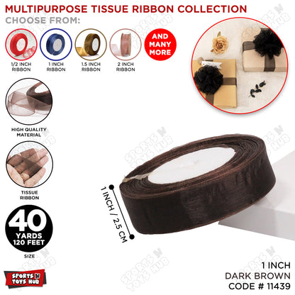 1 Inch x 40 Yards – Multipurpose Tissue Ribbon Roll for Gift Wrapping, Crafts & Decorations
