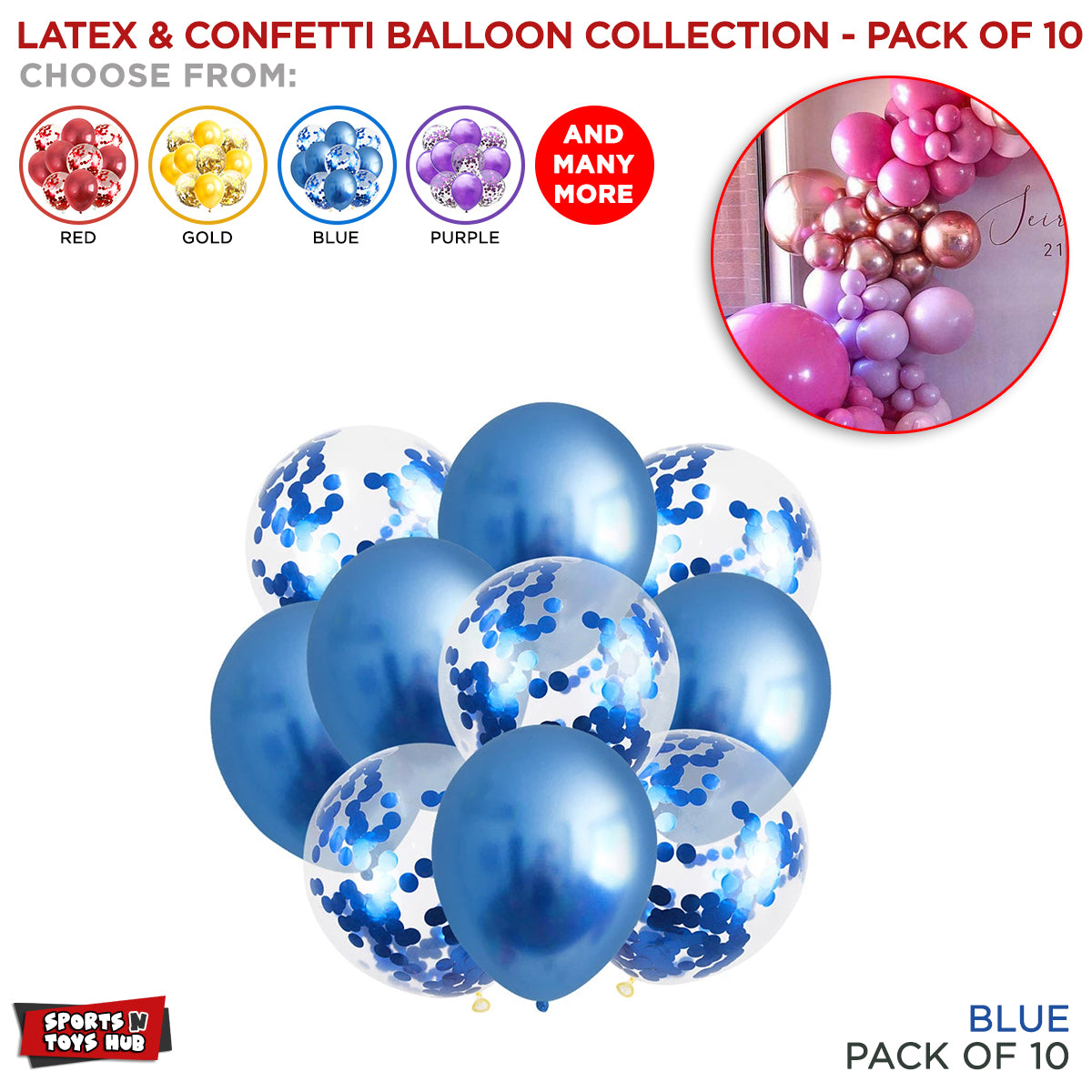 Chrome Latex Round Balloons Collection - 10 Pcs