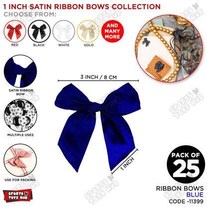 3-Inch Satin Ribbon Bows – For Gift Wrapping & Decor - Pack of 25