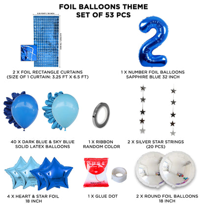 Second Birthday Foil Balloon Theme With Rectangle Curtain