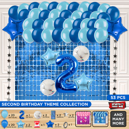 Second Birthday Foil Balloon Theme With Rectangle Curtain
