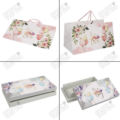 Its A Boy Printed Paper Bags & Box - Pack of 12