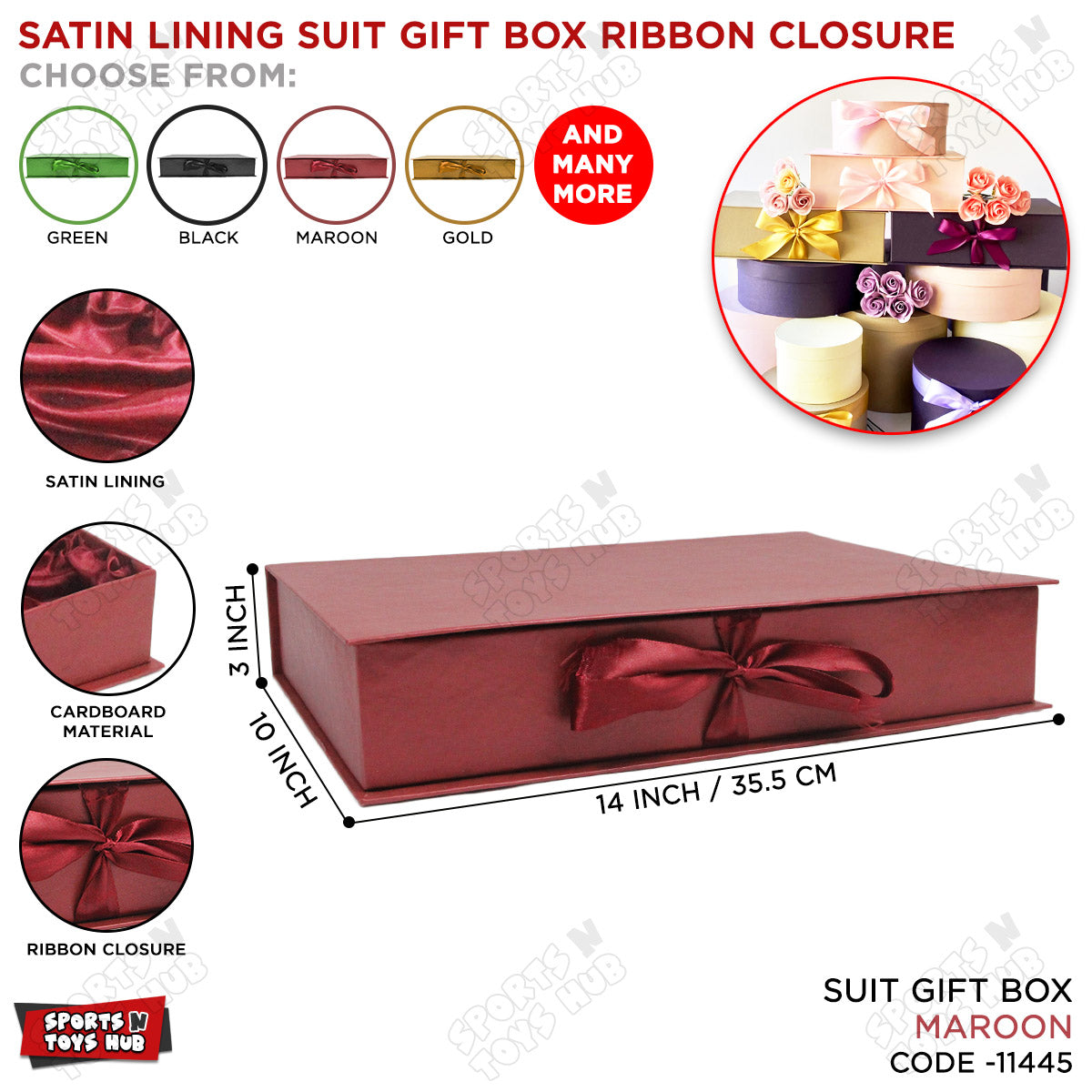 Satin Lining Suit Gift Box Ribbon Closure