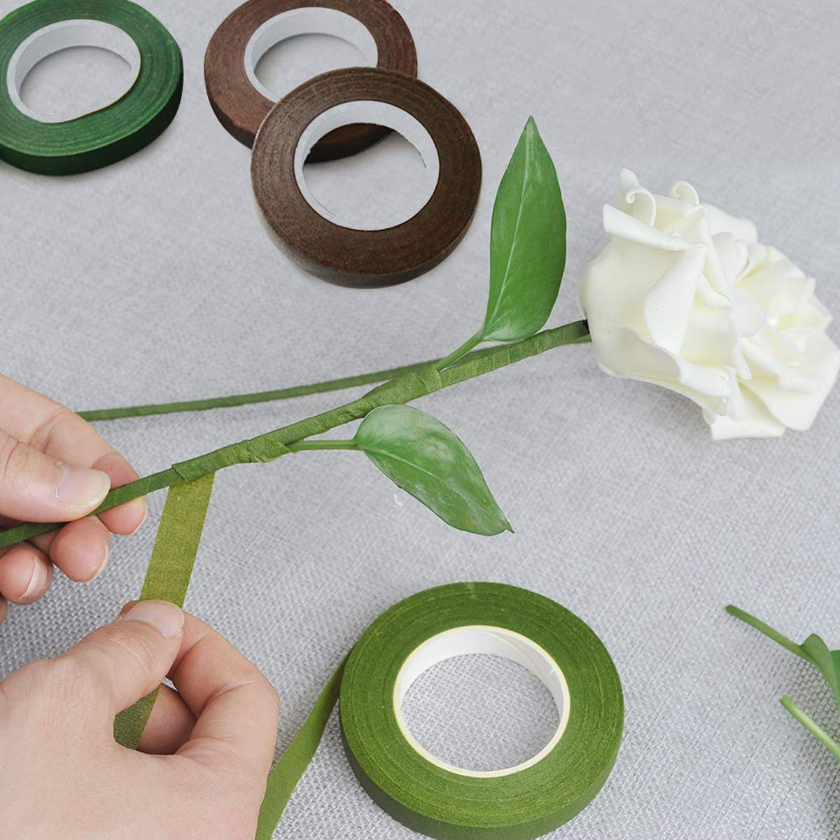 Brown Floral Tape 1.2cm x 25 Yards – Premium Self-Adhesive Florist Stem Wrap Tape for Fresh & Artificial Flowers, Bouquet Wrapping, Floral Arrangements, Wedding Bouquets, Corsages, Boutonnieres & DIY Floral Crafts