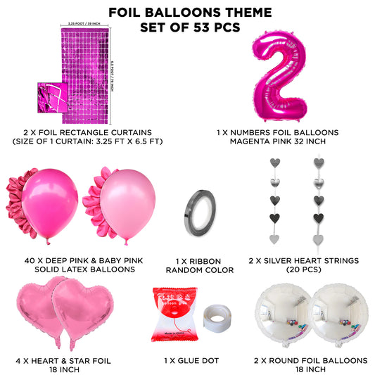 Second Birthday Foil Balloon Theme With Rectangle Curtain