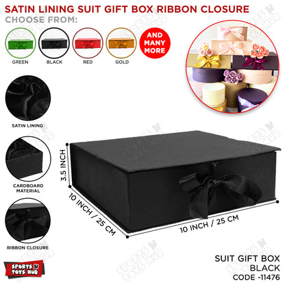 Satin Lining Suit Gift Box Ribbon Closure - 10 x 10 x 3.5 Inches