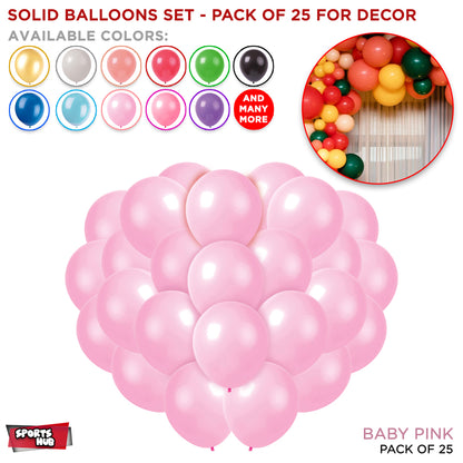 1.5 Gram Solid Latex 10 Inch Round Balloons - 25 Pcs