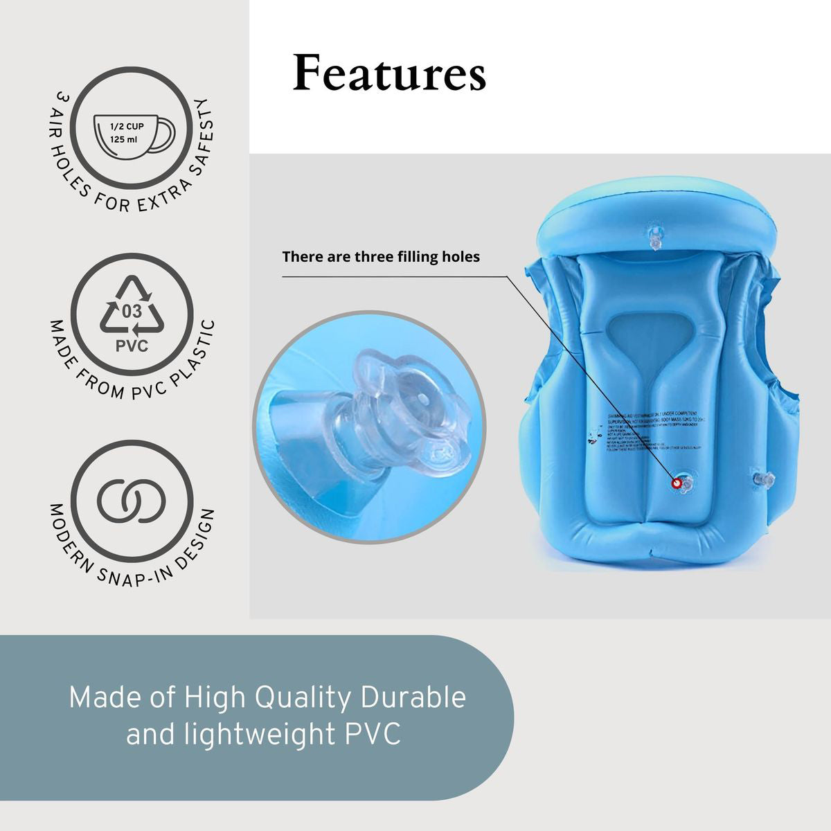 Inflatable Life Jacket for Kids - Medium Size / 6 to 9 Years