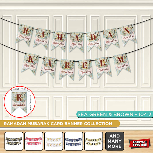 Ramadan Kareem Printed Card Banner - Sea Green
