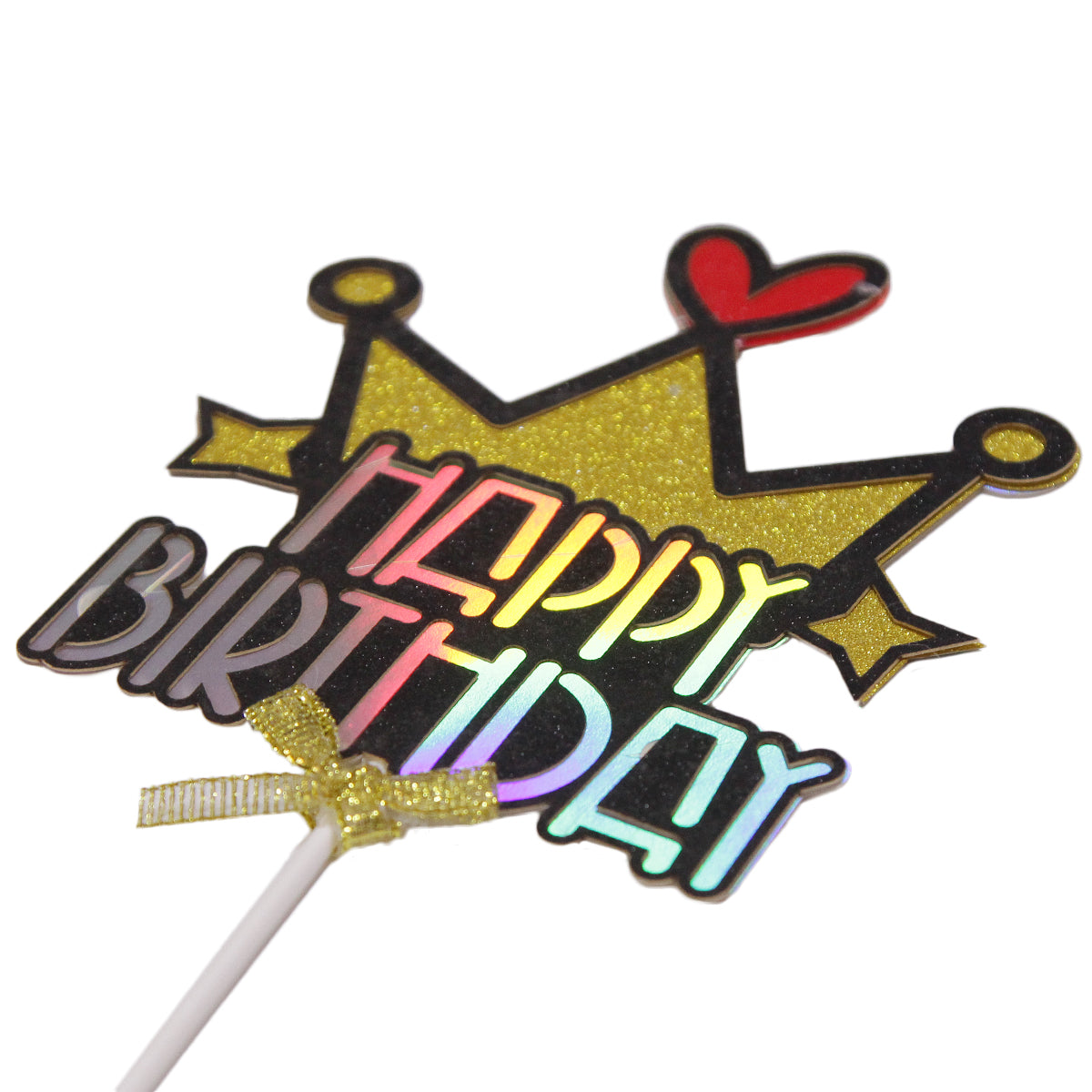 Happy Birthday Crown Shape Cake Topper