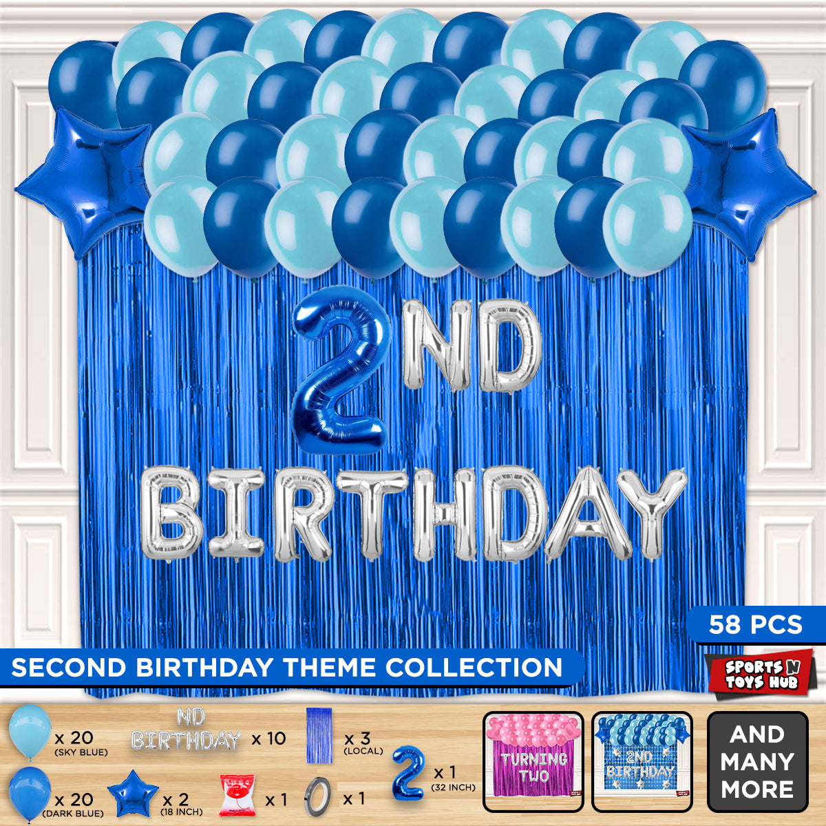 2ND Birthday Foil Letter Theme With Curtain