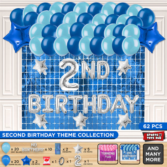 2ND Birthday Foil Letter Theme With Rectangle Curtain