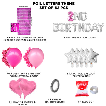 Second Birthday Foil Letter Theme With Rectangle Curtain