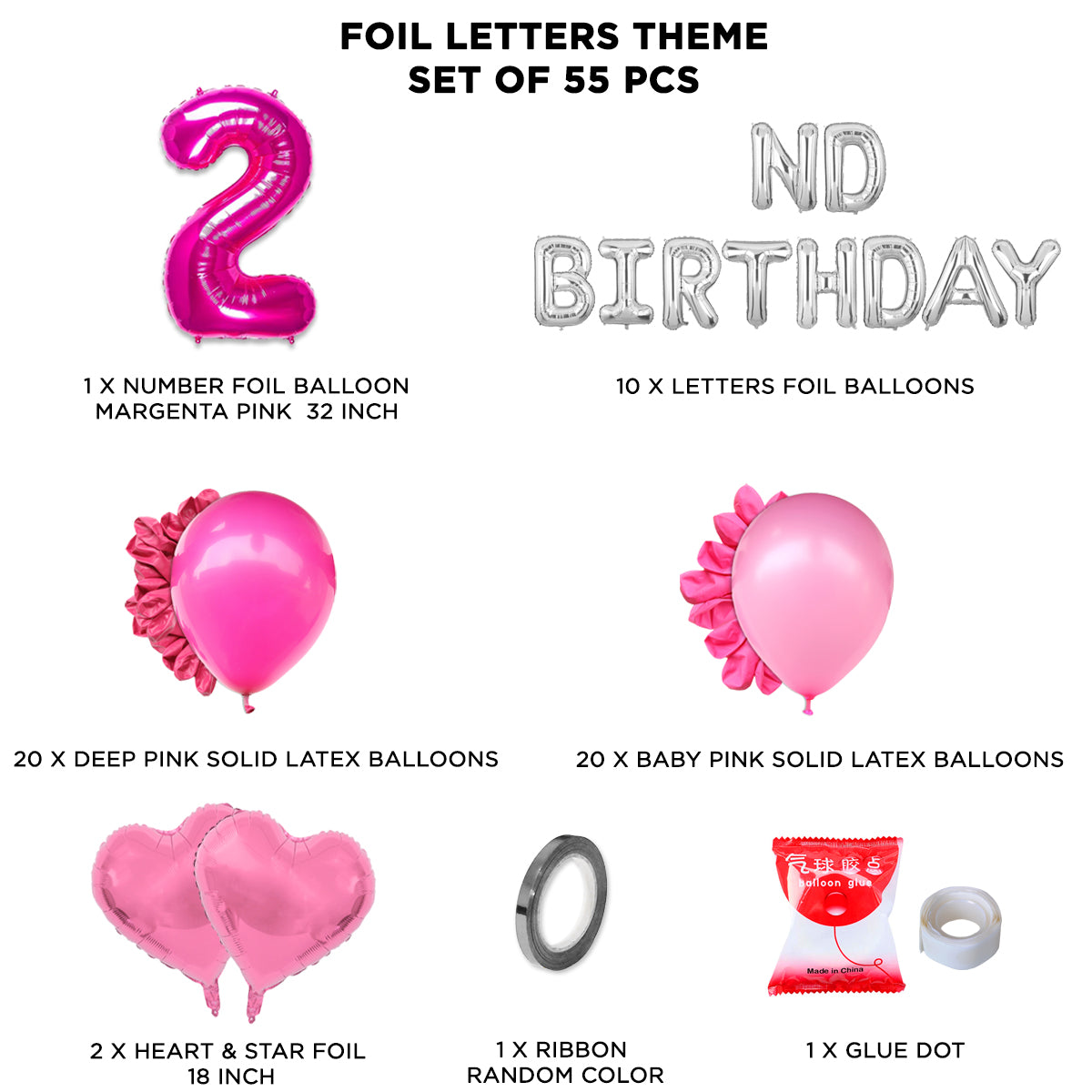 2nd Birthday Foil Letter Theme Without Curtain
