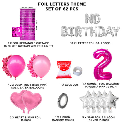 2ND Birthday Foil Letter Theme With Rectangle Curtain