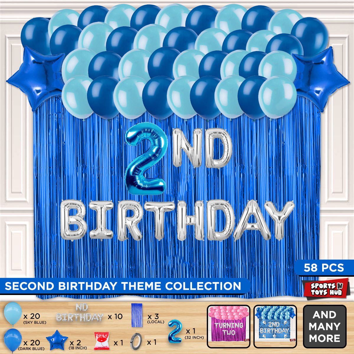 2ND Birthday Foil Letter Theme With Curtain