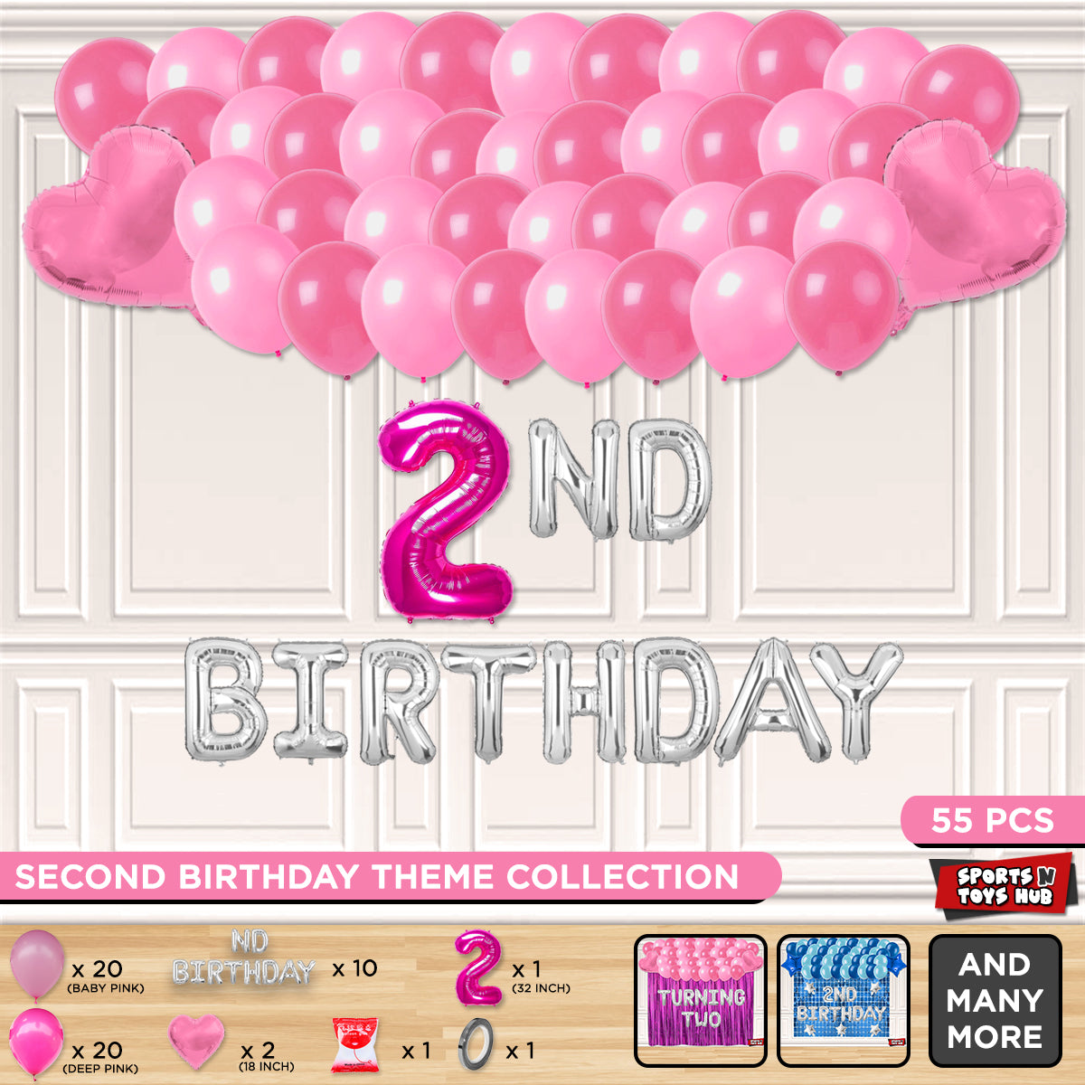 2nd Birthday Foil Letter Theme Without Curtain