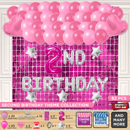 2ND Birthday Foil Letter Theme With Rectangle Curtain