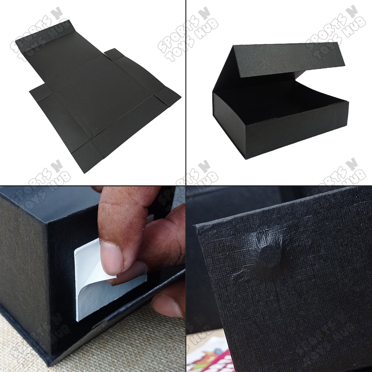 Collapsible Black Magnetic Gift Box Set of 5 – Premium Foldable Grey Board Gift Boxes for Luxury Gift Packaging, Wedding Gifts, Birthday Presents, Corporate Hampers & Festive Gift Wrapping
