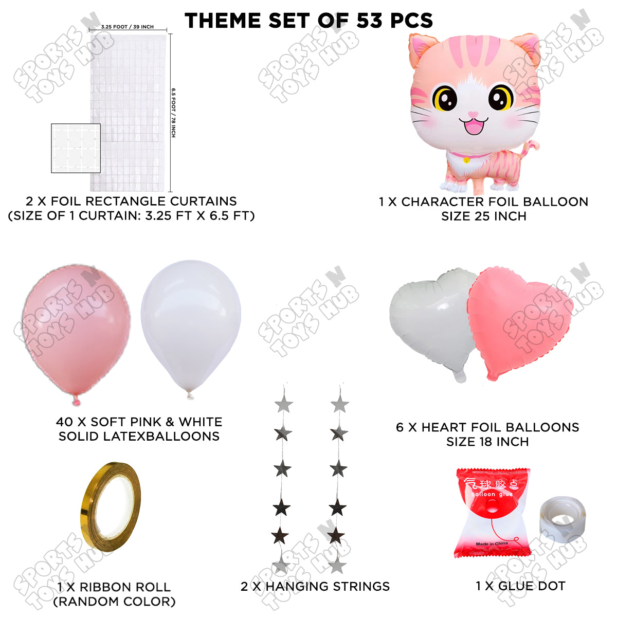 Cartoon Cat Foil Balloon Set Theme