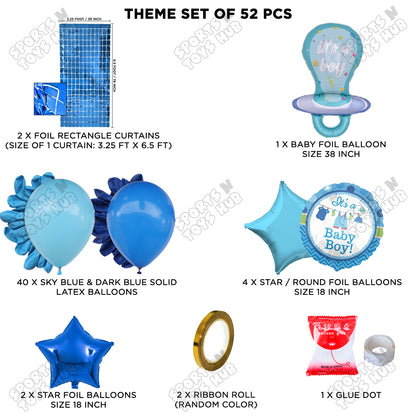 Baby Boy Pacifier Foil Balloon Set Rectangle Curtain Theme - Pack Of 52