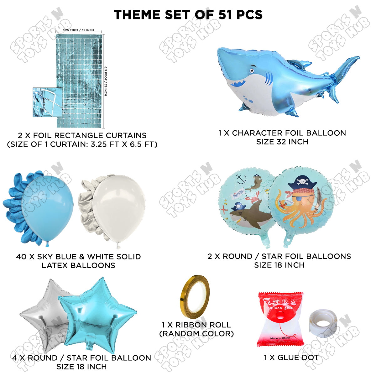 Shark Foil Balloon Theme Decoration Set