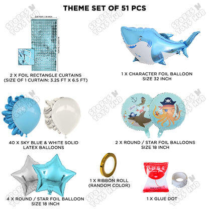 Shark Foil Balloon Theme Decoration Set