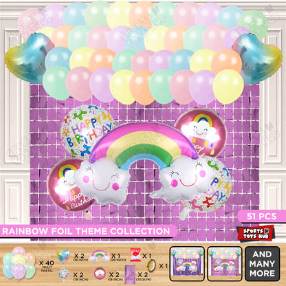 HBD Rainbow Cloud Foil Balloon Theme Decoration Set