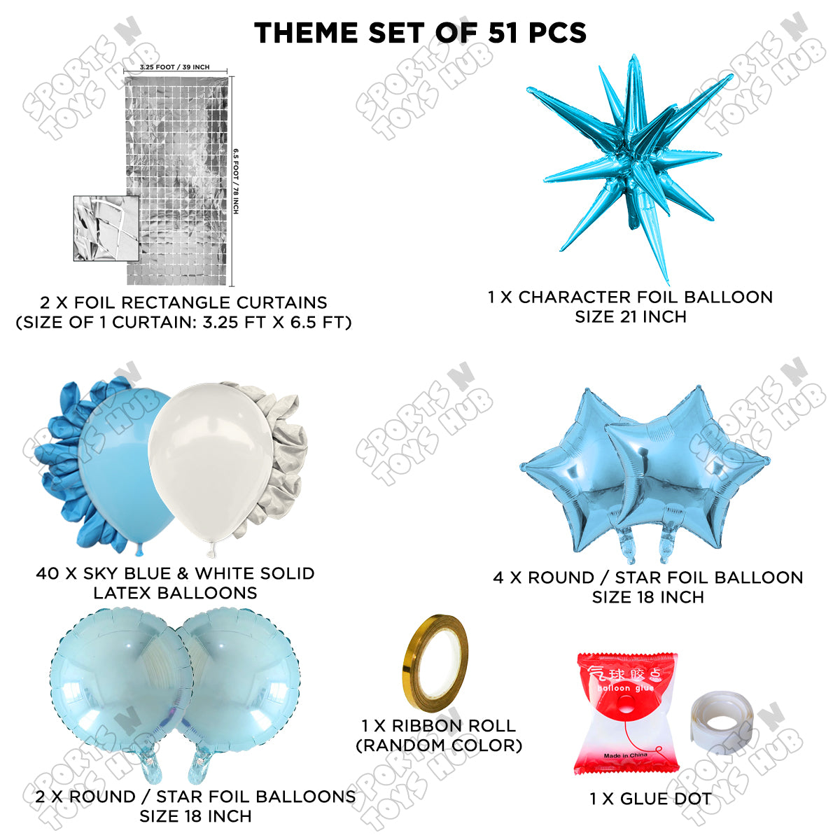 Brust Star Blue Color Foil Balloon Party Decoration Set Theme