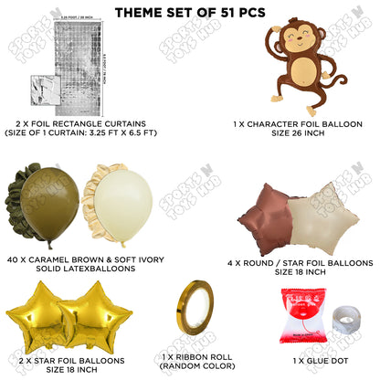 Jungle Safari Monkey Foil Balloon Set Theme