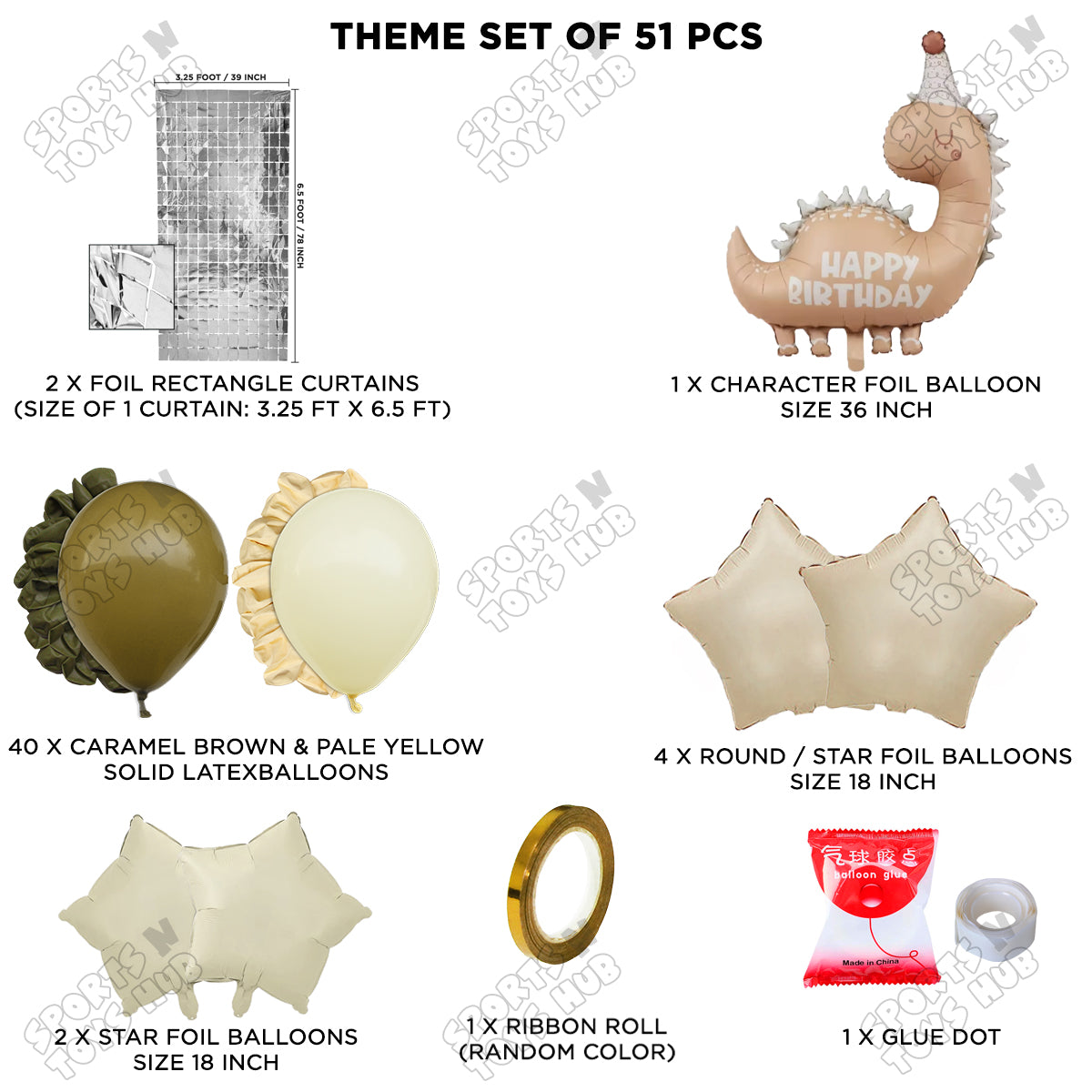 Pastel Matte Dino Foil Balloon Theme Decoration Set