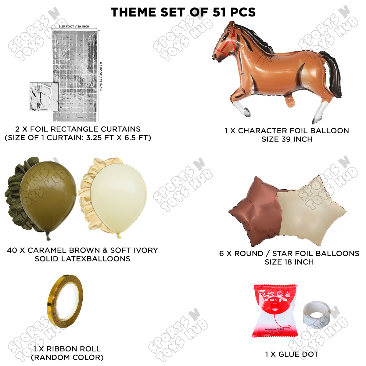 Cartoon Brown Horse Theme Foil Balloon Set – Cute Animal Horse Foil Balloons for Kids Birthday Party Decorations, Farm Theme Celebration, Baby Shower Events, Photo Booth Backdrop & Party Supplies