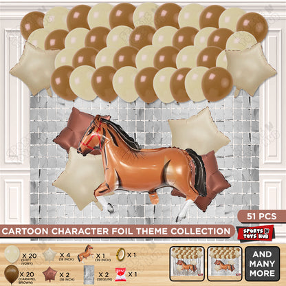 Cartoon Brown Horse Theme Foil Balloon Set – Cute Animal Horse Foil Balloons for Kids Birthday Party Decorations, Farm Theme Celebration, Baby Shower Events, Photo Booth Backdrop & Party Supplies