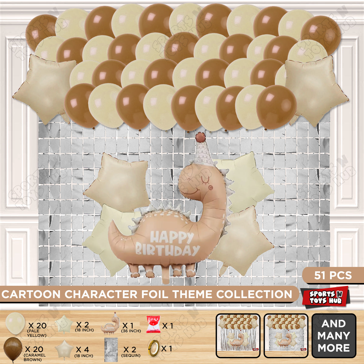 Pastel Matte Dino Foil Balloon Theme Decoration Set