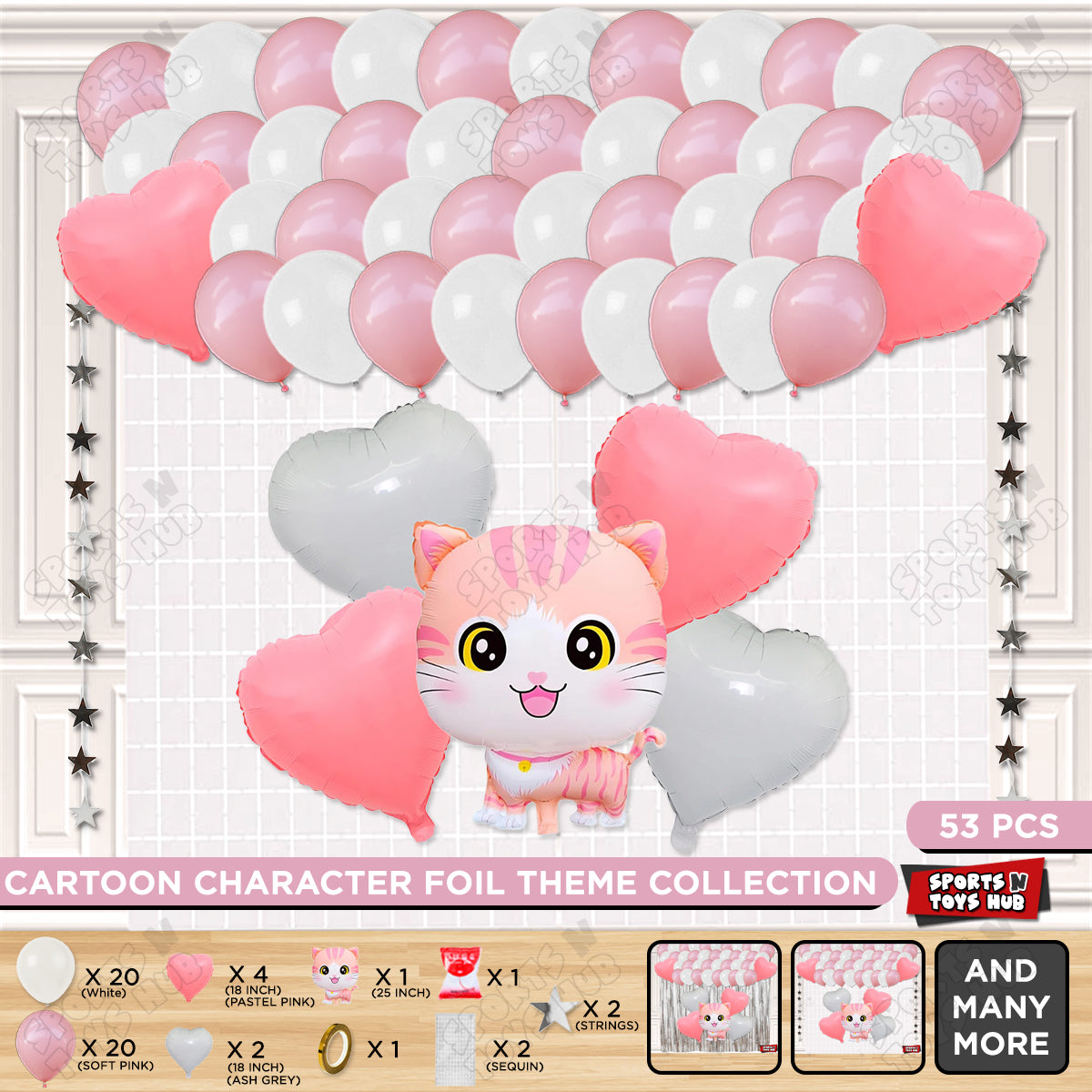 Cartoon Cat Foil Balloon Set Theme