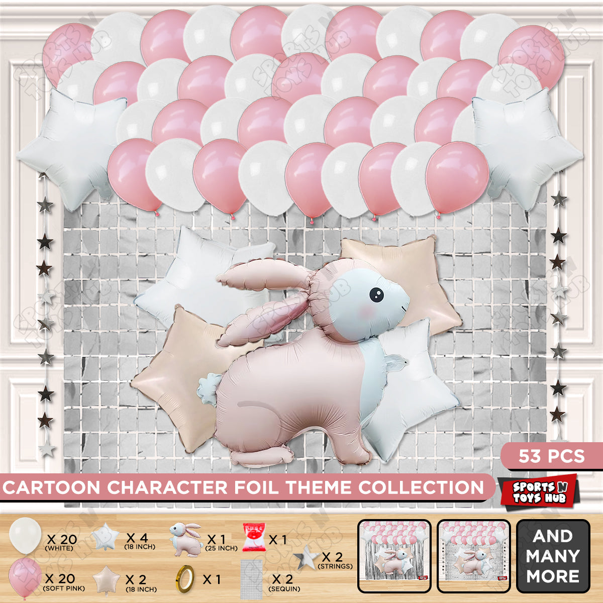 4D Standing Bunny Rabbit Character Foil Balloon Theme