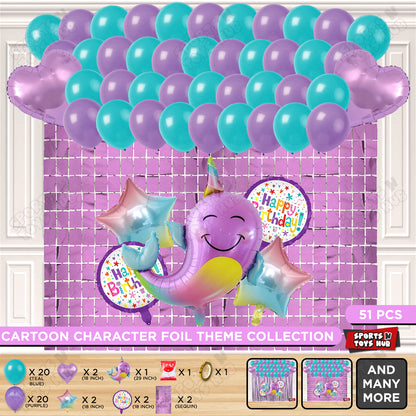 Nar Whale Foil Balloon Theme Decoration Set