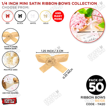 1/4-Inch Satin Ribbon Bows – For Gift Wrapping & Decor - Pack of 50
