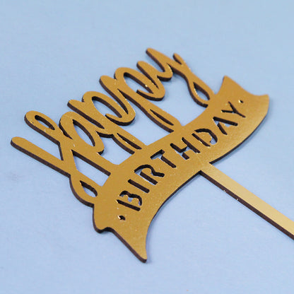 Happy Birthday Ribbon Style Cake Topper